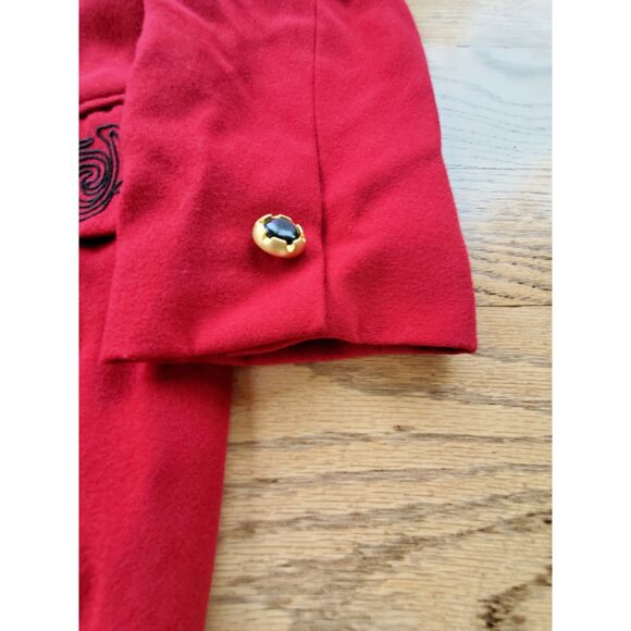 KASPER FOR A.S.L. Red Long Embroidered Jacket Dress Vintage 90s 14P GUC - Picture 8 of 13